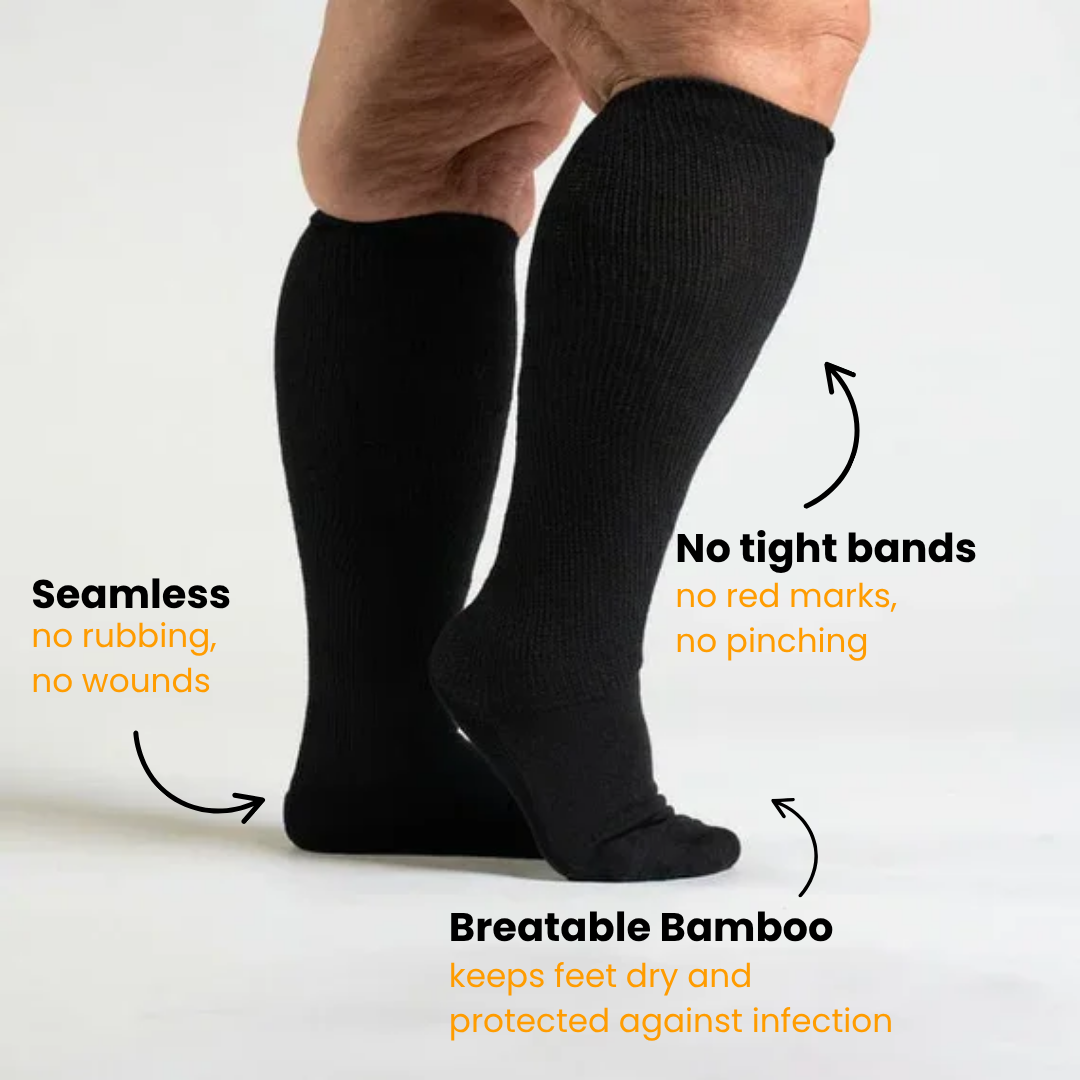 Black | Pain-Free SuperStretch™ Diabetic Socks
