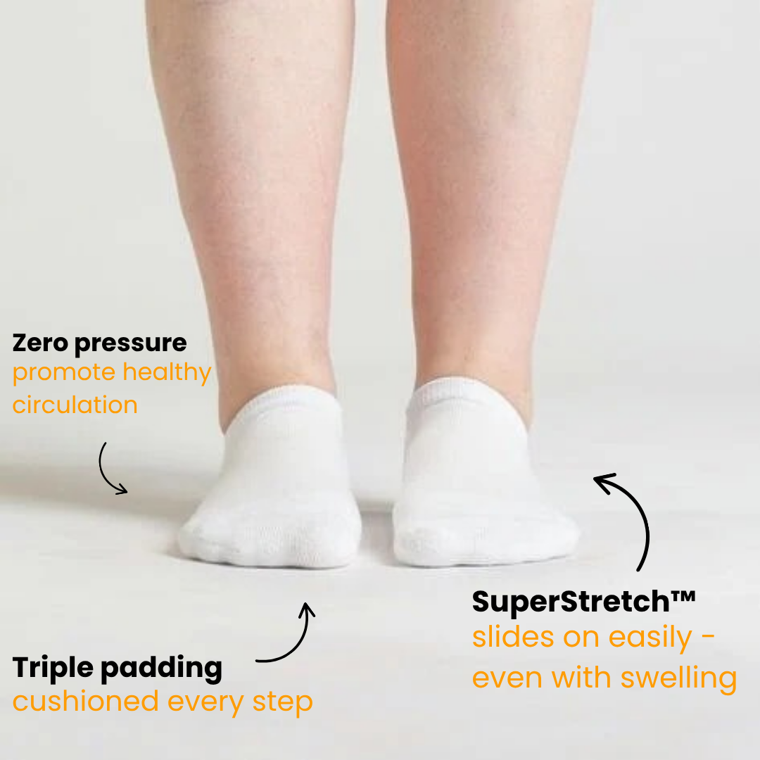 1+1 ComfiStretch™ Ankle Socks | 2-Pack White (Limited edition)