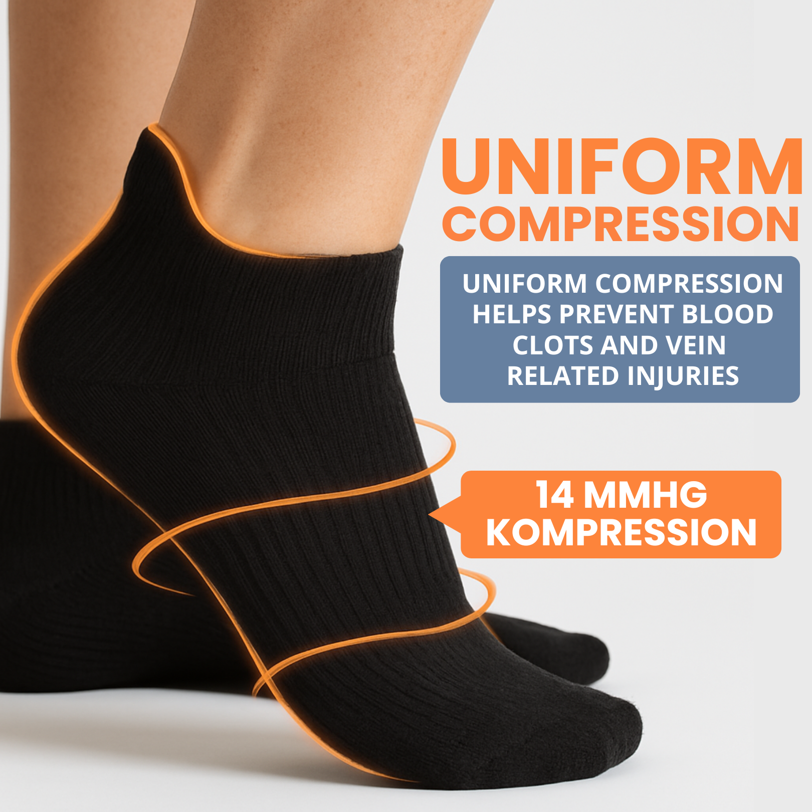 3-Pack Ankle Compression Socks - Black