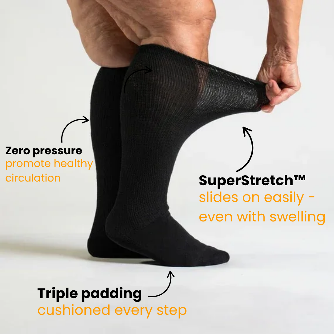 Black | Pain-Free SuperStretch™ Diabetic Socks